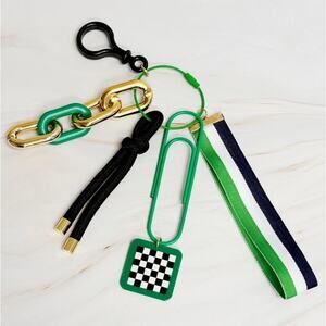 City Hip Wristlet Key Chain Bag Charm Green Navy Black White Gold